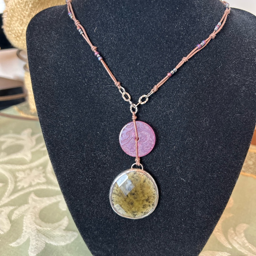 Silpada Etched Quartzite, Marble, Glass Sterling Silver Necklace